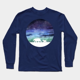 Aurora borealis and polar bears (white version) Long Sleeve T-Shirt